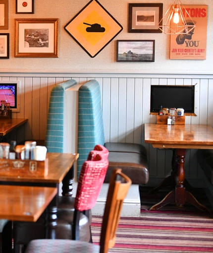 interior of the restaurant and seating area