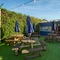 The beer garden at the Woodman Inn.