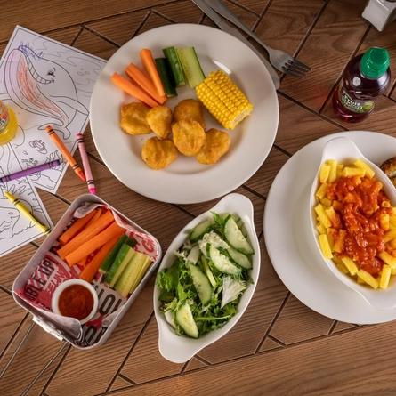 A selection of different children's meals at Flaming Grill venues.