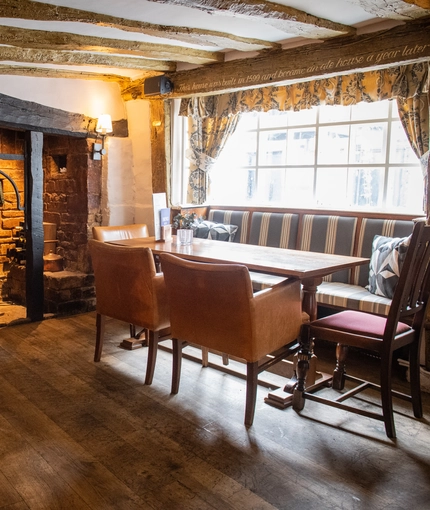 Internal seating area in a pub