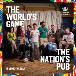 A banner promoting the Football World Cup at selected Greene King venues.