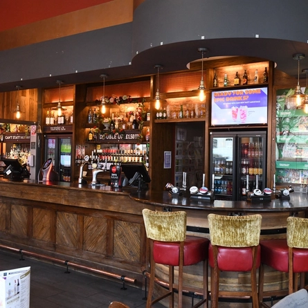 The interior bar and seating area at The Sunbeam.