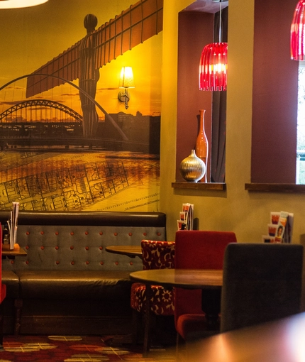 Interior dining area of a pub.