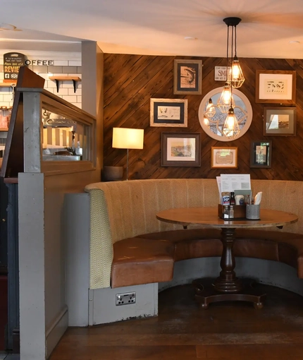 Internal seating area in a pub restaurant