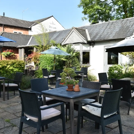 Beer garden outside of a pub
