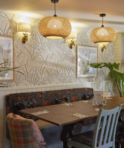 A table in the restaurant of The Castle Hotel.