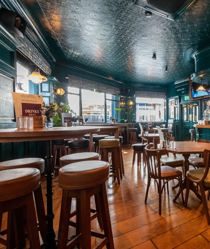 Internal seating area and bar area in a pub restaurant