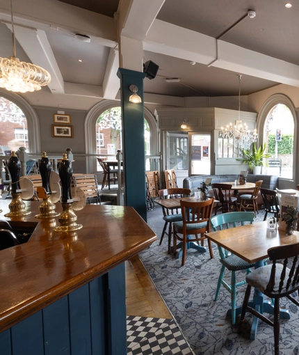 Internal seating area in a pub restaurant