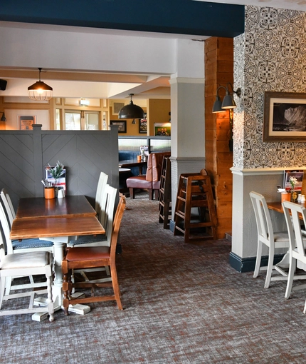interior of the restaurant and seating area
