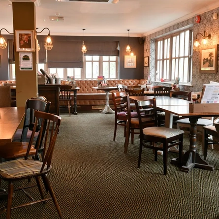 Interior shot of the restaurant seating area
