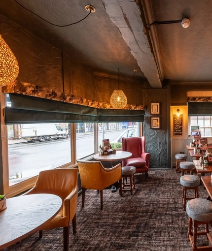 Restaurant seating area in a pub