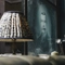 The interior decor of the Sherlock Holmes including an illustration of a man on one of the window panes.