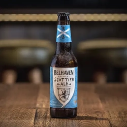 A bottle of Belhaven Scottish Ale.