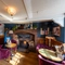 Interior seating area with fireplace