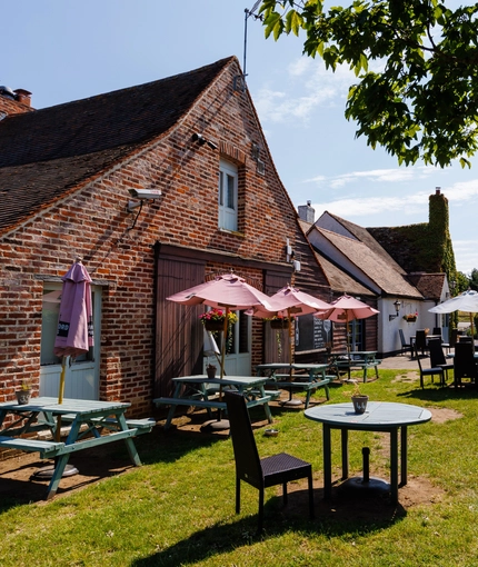 The beer garden of The Crown.