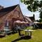 The beer garden of The Crown.