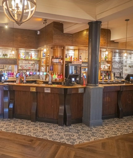 Interior bar area of a pub.