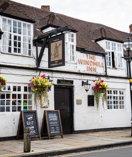External view of a pub entrance