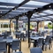 The exterior undercover beer garden seating area at The Fox and Crown.