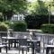 Exterior beer garden of a pub with a seating area.