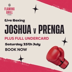 A banner promoting the Joshua vs Prenga fight at selected Greene King venues.