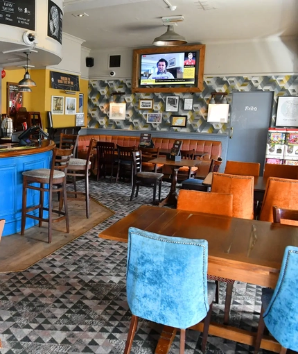 interior seating area and bar