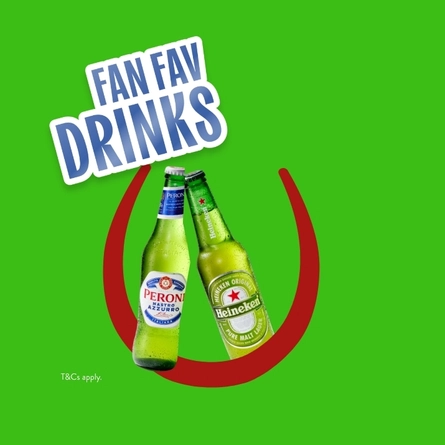 A banner promoting Fan Fav Drinks at Hungry Horse venues.