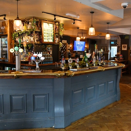 The interior bar, restaurant seating area at The Snooty Fox.