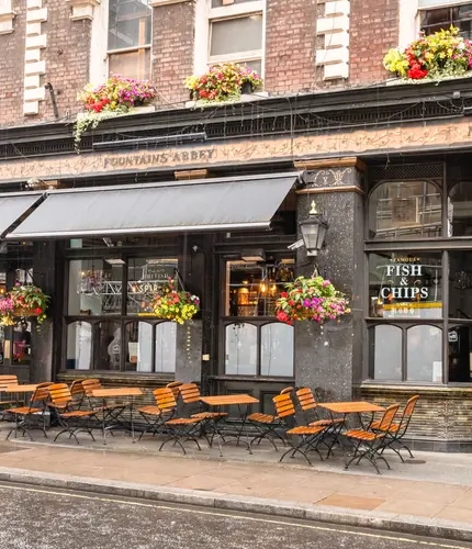 The exterior of the Fountains Abbey pub