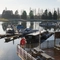 An exterior view from the venue looking out over the canal boats at The Quays.