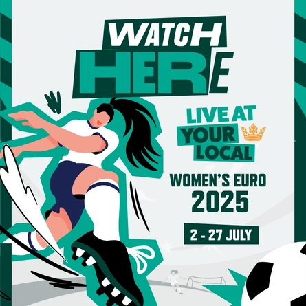 A banner promoting the Women's Euros for selected Greene King Venues.