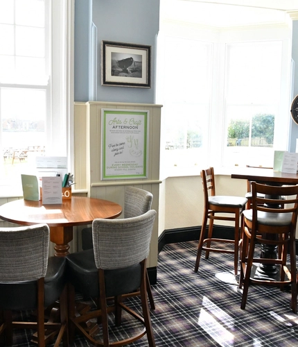 interior of the restaurant and seating area