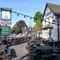 Exterior beer garden of a pub with a dining area.