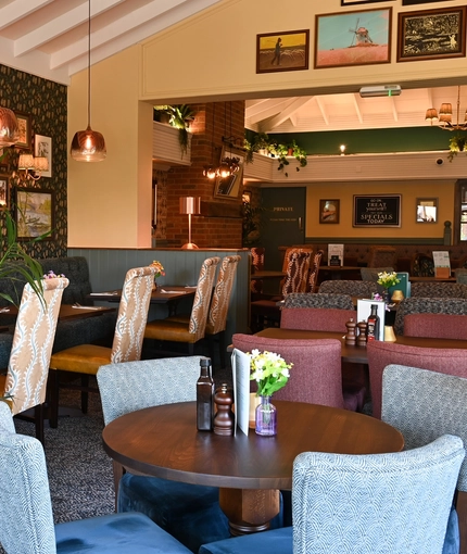The interior restaurant seating area at The Yorkshire Grey.