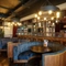 interior seating area, booth and restaurant