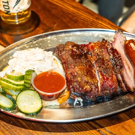 An image of a BBQ dish on a tray available at The Red Dog Saloon, Worlds End.