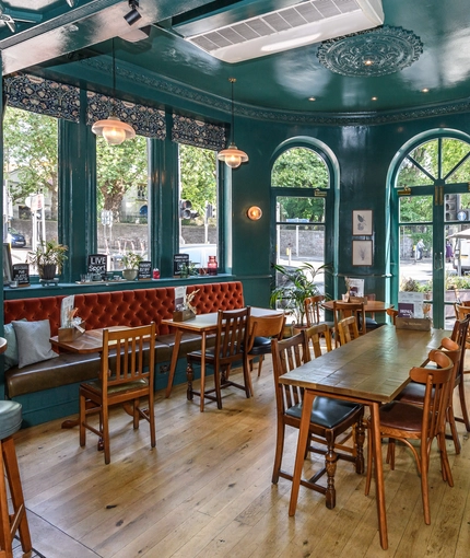Internal seating area in a pub restaurant