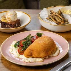 A selection of a starter, main and dessert available from the Prix Fixe menu at Crafted venues.