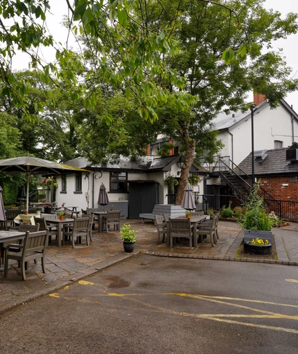 The beer garden of The Axe & Cleaver.
