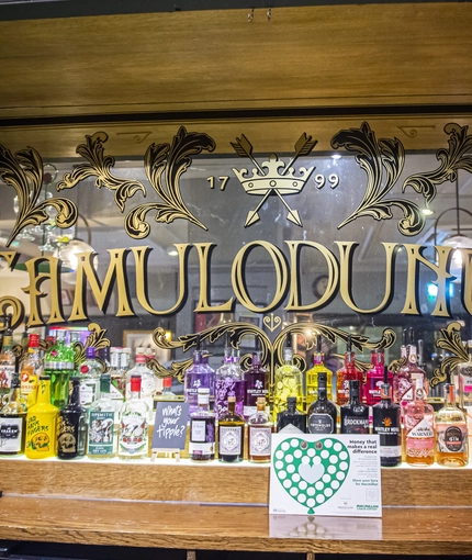 Mirror behind a bar