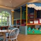 The children's seating area and play area at the Wacky Warehouse at The Stanley Ferry.