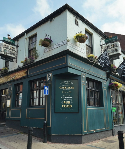 External view of a pub entrance