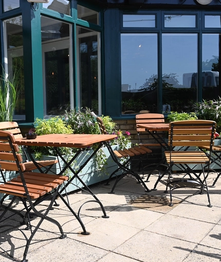 The exterior beer garden seating area at The Yorkshire Grey.