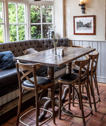 Internal seating area in a pub restaurant