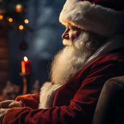 A side profile of Santa Claus.