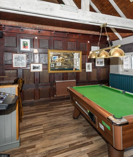 interior of the pub with pool table