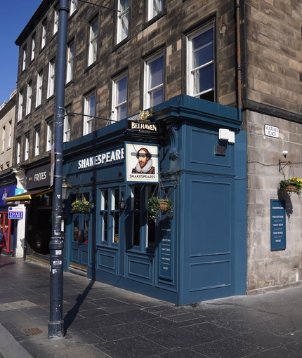 The exterior facade of Shakespeares in Edinburgh.