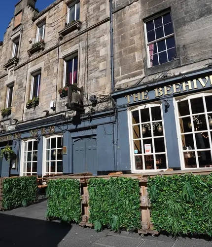 exterior view of the venue with beer tables