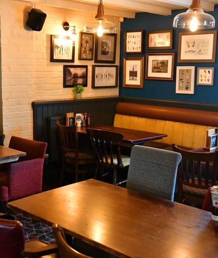 interior of the restaurant and seating area