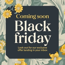 A banner which says "Coming Soon, Black Friday, Look out for our exclusive offer landing in your inbox".